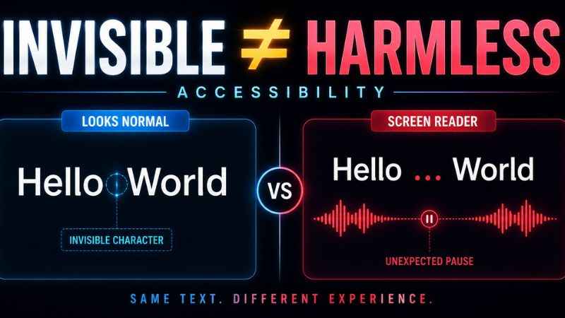 Invisible characters and accessibility